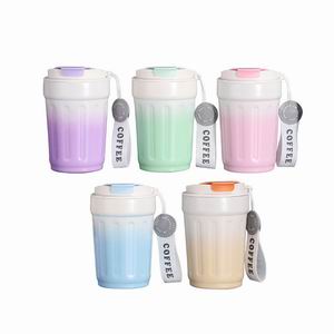 Pastel Gradient Thermal Coffee Cups with Rope Handle | Leak-Proof Travel Mugs