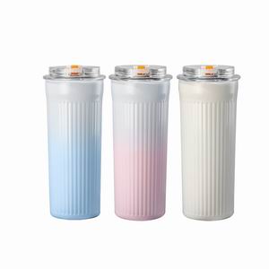 Rome Vertical Stripe Tumbler 500ml - Dual Sip & Straw Feature - Eco Drinkware